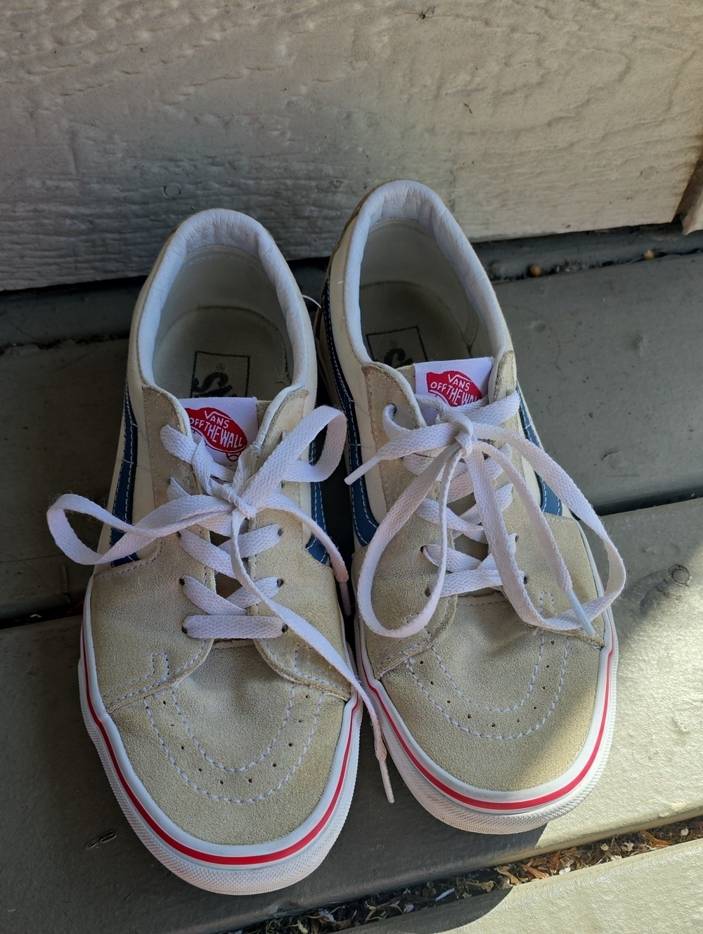Vans Two-Tone Suede Low-Top Sneakers - Cream & Blue